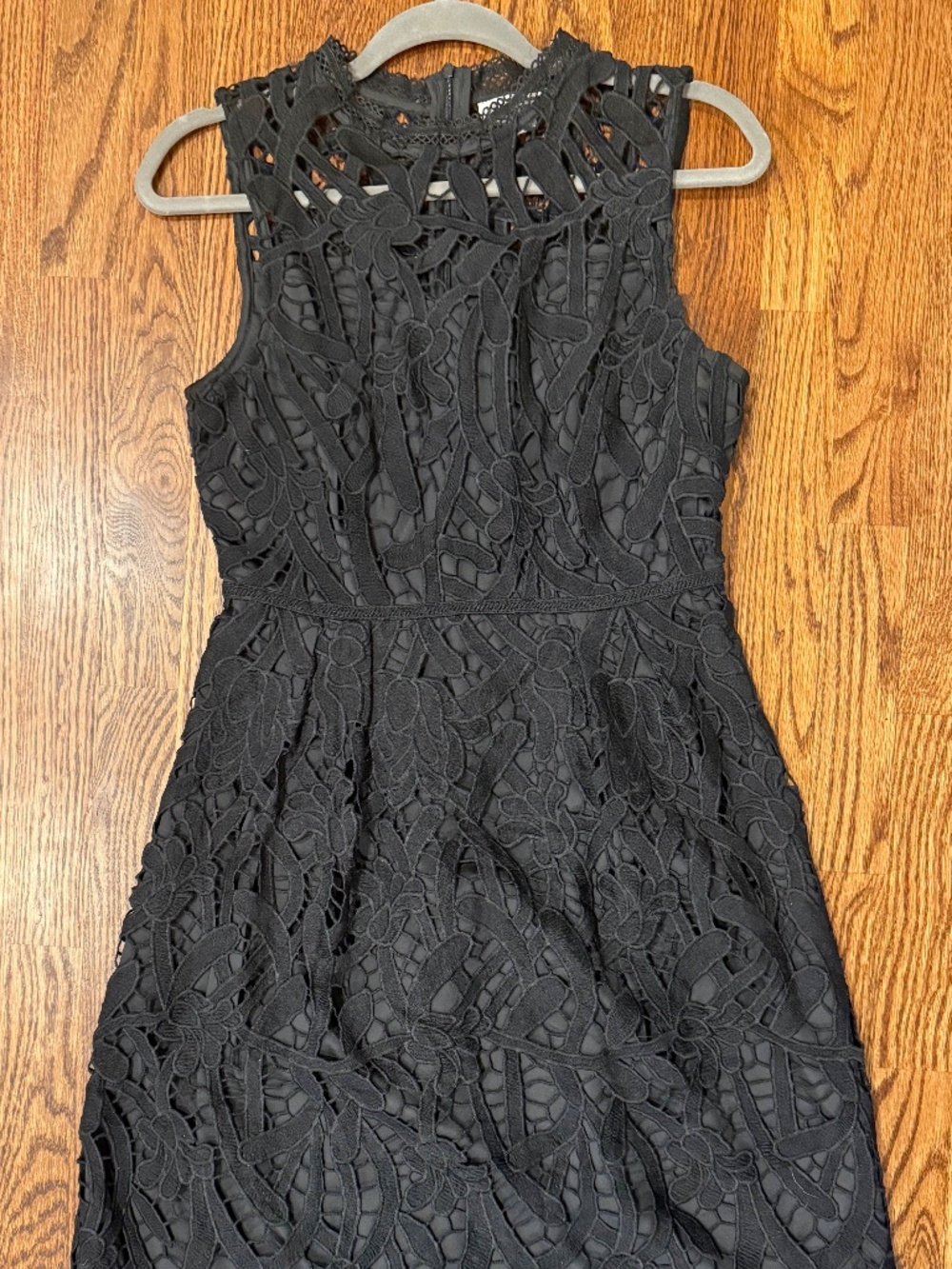 Molly Bracken Black Guipure Lace High Neck Cocktail Dress Size Sm